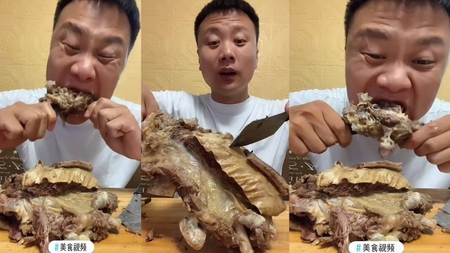 'Chines food Eating Show| Eat fatty meat, pork skin, pork , beef ribs.pork head with eating shound#20'