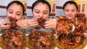 'ASMR Chines food Eating Show| Eat fatty meat, porkskin, pork thighs, beef ribs with eating shound#19'