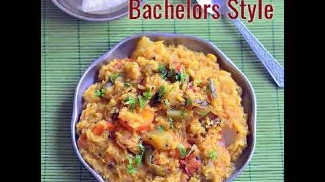 'Bachelors style Sambar rice recipe / Easy sambar sadam in pressure cooker'