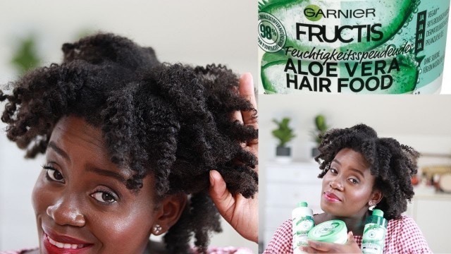 'GARNIER FRUCTIS REVIEW: HYDRATING ALOE VERA HAIR FOOD/4C HAIR WASH DAY'