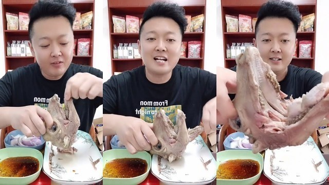 'Chines food Eating Show sheep head, Goat head , Sheep and Goat brain with delicious eating sound #14'