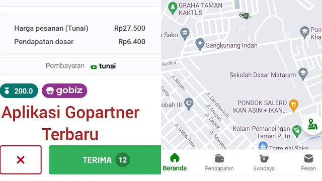 'cara menerima orderan gofood gojek di aplikasi gopartner terbaru... (tanpa iklan) gampang banget!!'