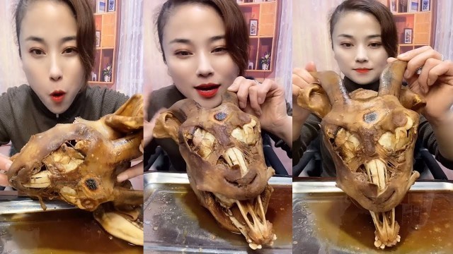 'Bukbang Chines food Eating Show. sheep head, Goat head , Sheep and goat brain with eating sound #10'