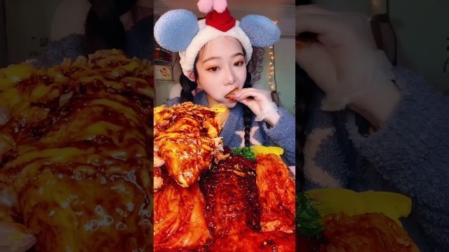 'Baby Carrot eating| Chines food| Spicy Food| Chicken Fried| Kimchi| Mukbang asmr| Asmr eating'