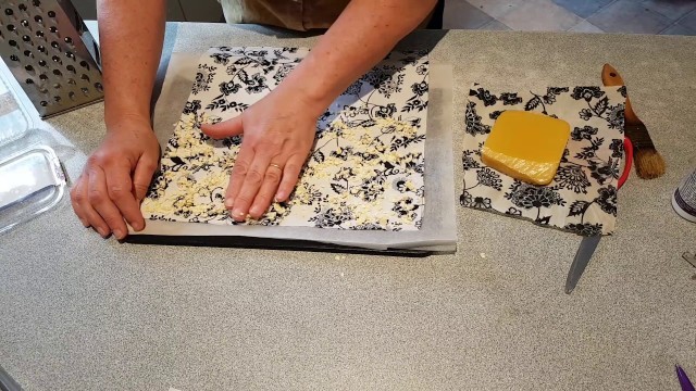 'How to make beeswax cotton food wrap with either an iron or oven (Aannsha Jones creates)'