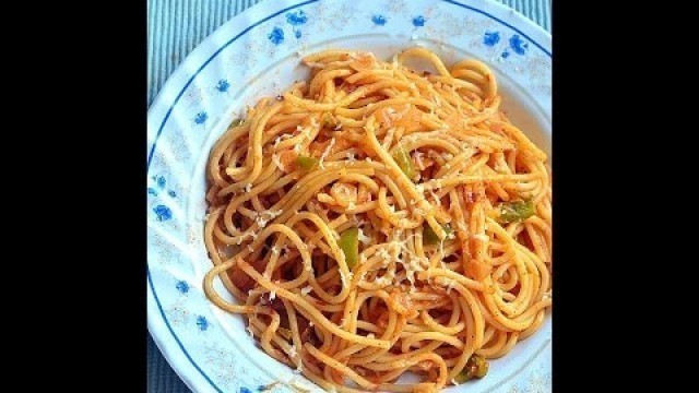 'Indian style Vegetarian spaghetti recipe - Tomato spaghetti recipe'