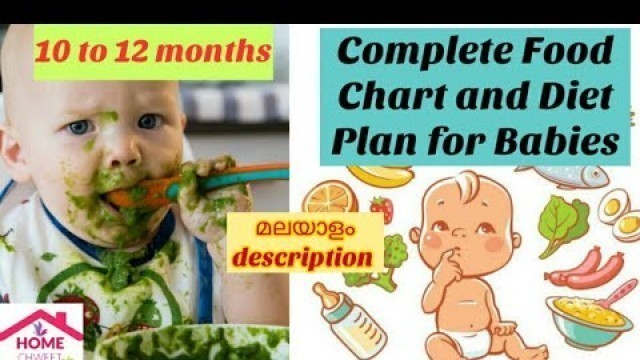 'Food chart and Diet plan for Babies||10 to 12 months Baby Food care tips in malayalam | Weaning tips'