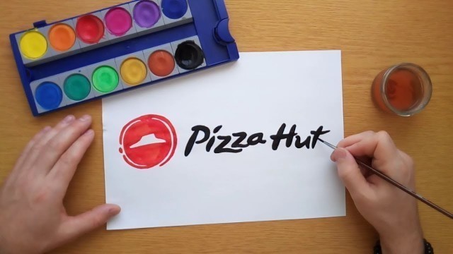 'How to draw a Pizza Hut logo (Drawing logos by hand)'