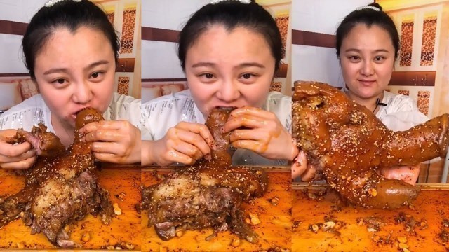 'ASMR Chines food Eating Show| Eat fatty meat, porkskin, pork thighs, beef ribs with eating shound#16'