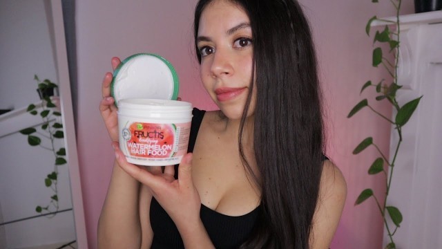 'I tried GARNIER fructis HAIR FOOD WATERMELON Hair Mask on Fine Long Hair | Review & Test'