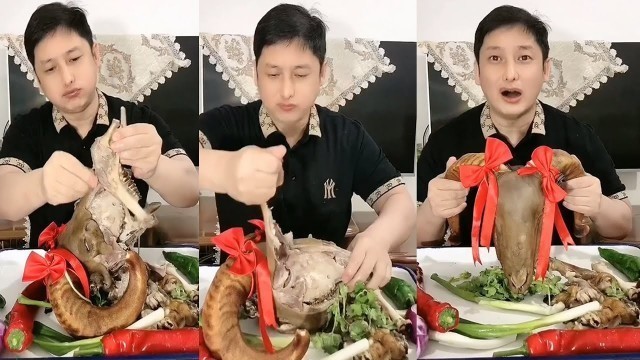 'Bukbang Chines food Eating Show. sheep head, Goat head , Sheep and goat brain with eating sound #13'