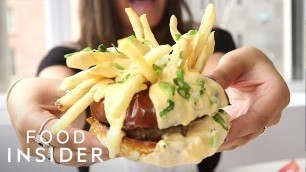 'Melted Cheese Fondue Burger In NYC'