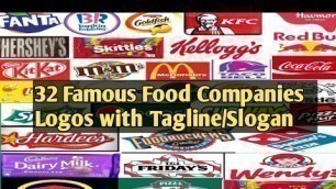 '32 food company\'s logos with Tagline #famous food company/product tagline/slogan|GK/quiz on tag-logo'