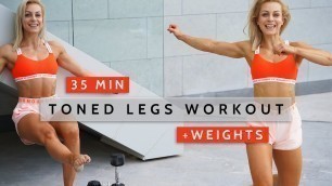 'DAY 19 RISE & SHINE - 30 MIN TONED LEGS WORKOUT |+ Weights | Strength | + Chair'