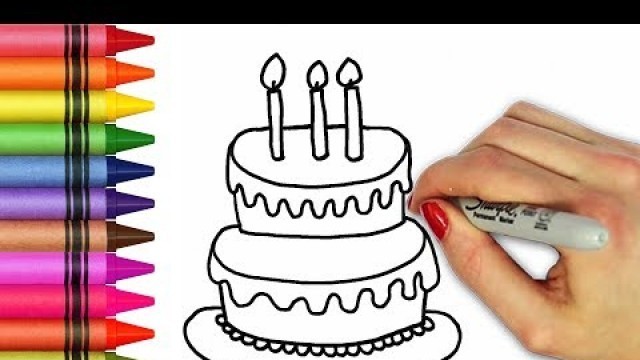 'How to Draw Birthday Party Food for Kids | Birthday Cake & More Easy Coloring Pages for Children'