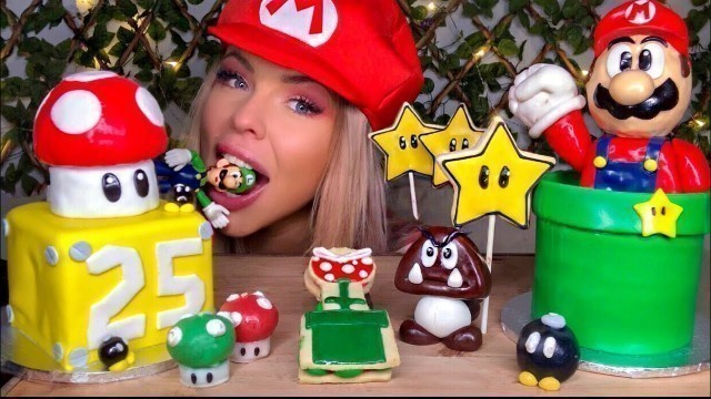 'ASMR MARIO PARTY FOOD, EDIBLE MARIO, EDIBLE PIRANHA PLANT, GOOMBA, WARP PIPE, STAR, MUKBANG 먹방'