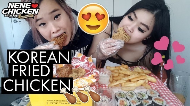 'Mukbang English | Korean Fried Chicken + Sushi Mukbang'