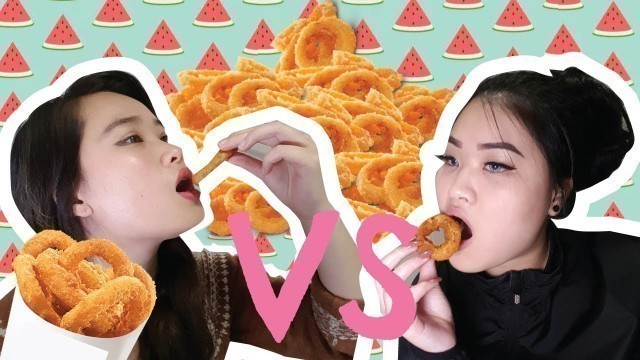 'CRISPY ONION RINGS CHALLENGE RACE | MUKBANG'