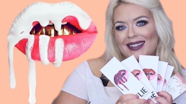 'Kylie Lip Kit Swatches NEW Shades LOVE BITE DIRTY PEACH GINGER AND MORE!'