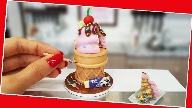 'Mini ICE-CREAM cake / real mini cake/ Jenny\'s mini cooking / ASMR/ tiny food'