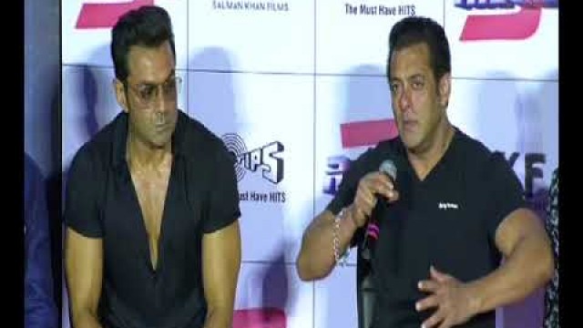 'Bobby Deol, Anil Kapoor and Salman Khan at Race 3 trailer launch.'