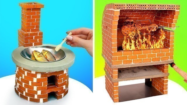 'Mini Crafts For Mini Food || DIY Stove And Oven From Mini Bricks'