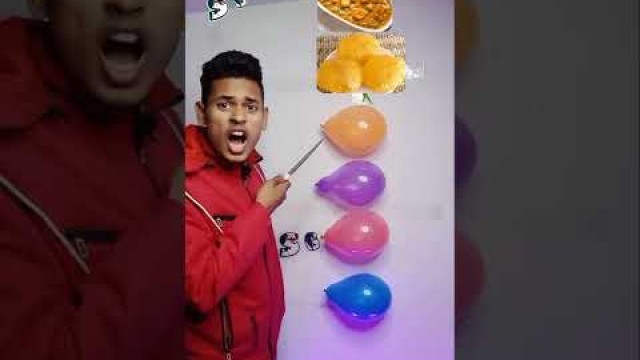 'Party food item #shorts #balloon popping Paneer ki sabji, #pudi, pulav, Rasgulla, papad, sukhi sabji'