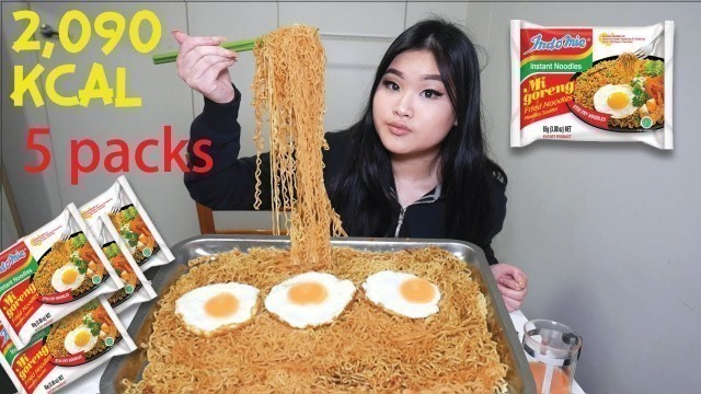 'MI GORENG NOODLE MUKBANG 5 PACKS | EATING SHOW'