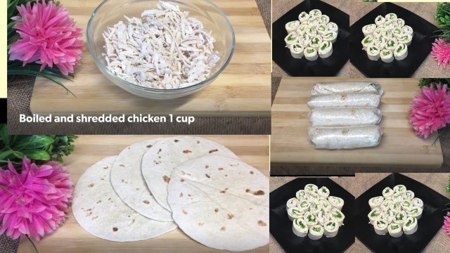 'Chicken Mayo pinwheel roll-ups || tast & quick party food recipe'