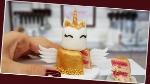 'Mini gold UNICORN-Angel cake/ real mini cake / Jenny\'s mini cooking /  食べれるミニチュア'