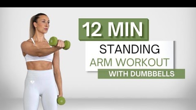 '12 min STANDING ARM WORKOUT | With Dumbbells | No Pushups'