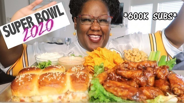 'SUPER BOWL PARTY FOOD MUKBANG + RECIPE 600K SUBS THANK YOU!'