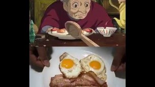 'Anime cooking scenes with real food'