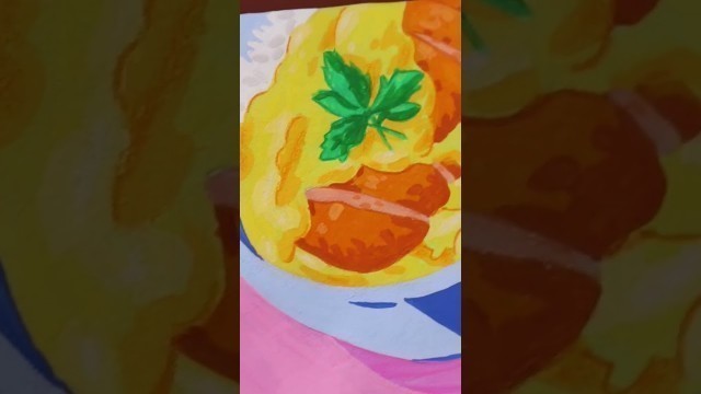 'Gouache anime food redraw'