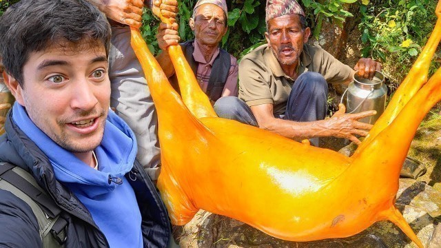 'NEPALI FOOD in VILLAGE!! 60 Villagers Eat HUGE Goat Curry with @KanchhiKitchen in Nepal!​'