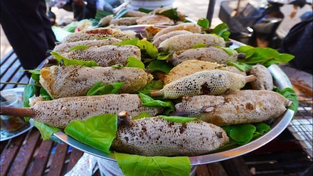 'Food market tour, yummy Cambodian street food, fresh food market morning & afternoon scenes'