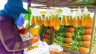 'This Man Selling Extreme Pineapple! Pineapple Cutting - Cambodian Street Food'