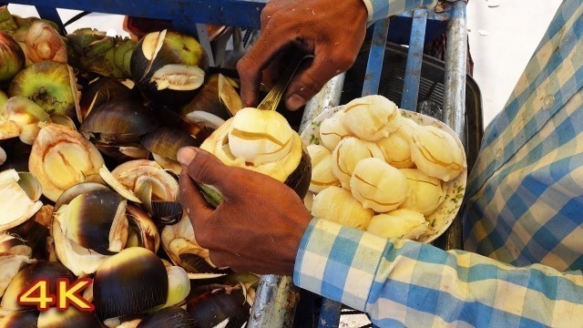 'Cambodian Street Food - Hard Working Man Selling Palmyra Palm Fruit - How to Cut Palmyra Palm Fruits'