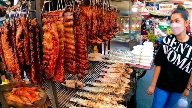 'Best Cambodian street food | Tasty Roasted Duck, Pork ribs, Fish Selling on street @ Phnom Penh'