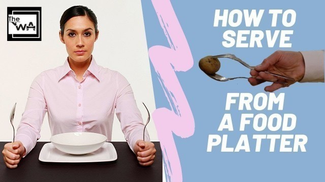 'Serving food with spoon and fork! How to serve food from a food tray. F&B service. Waiter training'