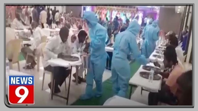 'Waiters wearing PPE kits serve food at a wedding in Andhra Pradesh'