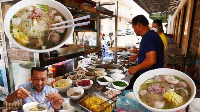 'Yummy beef noodle soup for $4, delicious Cambodian street food in Ta Khmao'