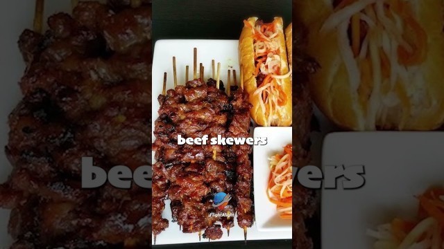 'Cambodian Street Food, Beef Skewers With Bread Pickled Papaya'