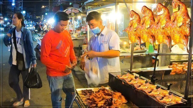 'Popular food! Popular grilled Duck, Chicken, Fish & Quail - Cambodian Street Food'