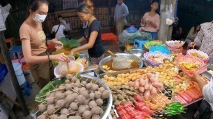 'Best CAMBODIA STREET FOOD, delicious  Fried meatballs at Market in Phnom Penh'