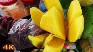 'Cambodian Street Food - Wow! Amazing Fruits Cutting Skill - Mango Papaya And More - 屋台の食べ物 - 길거리 음식'