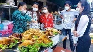 'So Mouthwatering! Roast Chicken, Fried Wontons, Noodles, Youtiao - Best Cambodian Street Food'