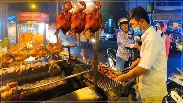 'Rotation Food! Grilled Chicken & Duck with Charcoal - Cambodian Street Food'