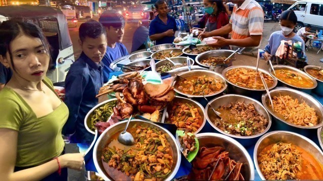 'Most Famous Place! Delicious Khmer food for Dinner @ Orussey Market - Cambodian Street Food'