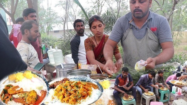 'Famous Aunty Roadside Unlimited Meals|Hyderabad Street Food Videos |#ChickenRice,#BotiRice,#FishRice'